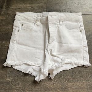 Celebrity Pink White Frayed Denim Shorts